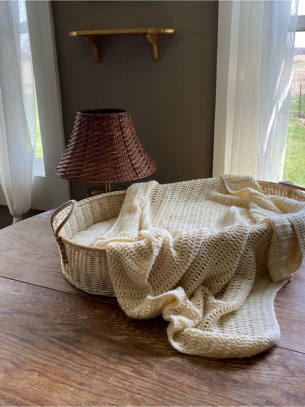 Yellow crochet Knit baby blanket